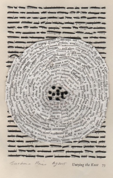 "Untying the Knot” by Barbara Price, Aug 2015 (cotton line on paper, 4.25″ x 7″)