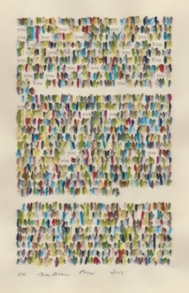 “270” by Barbara Price, 2016 (cotton line on paper, 4.25″ x 7″)