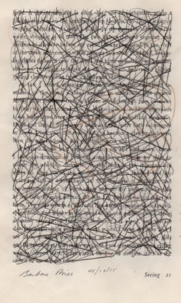 “Seeing 21” by Barbara Price, 10/10/13 (cotton line on paper, 4.25″ x 7″)