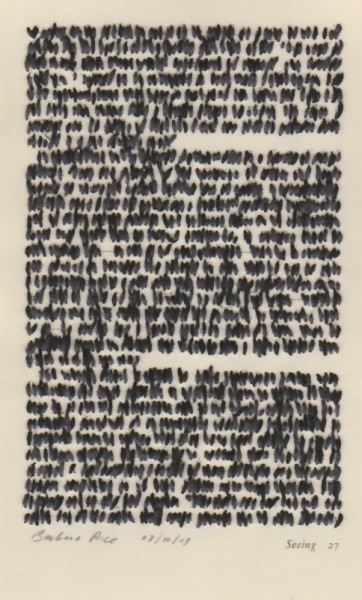 “Seeing 27” by Barbara Price, 03/10/13 (cotton line on paper, 4.25″ x 7″)