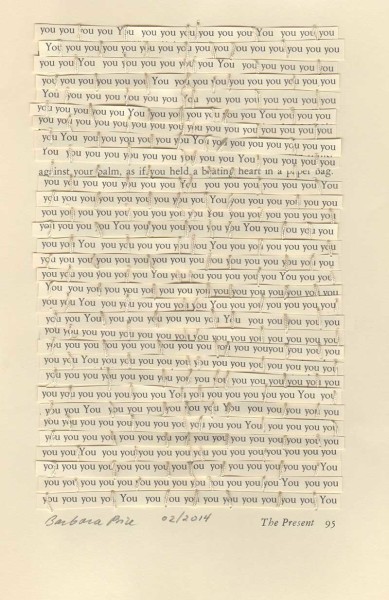 “The Present 95 (for David)” by Barbara Price, 02/2014 (cotton line and paper, 4.25″ x 7″)
